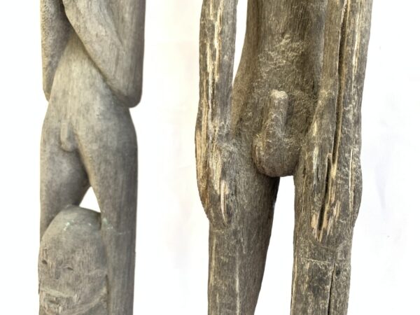 FOUR ERODED 400-880mm STATUE Patung Kebahan Dayak Primitive Art Figure AUTHENTIC
