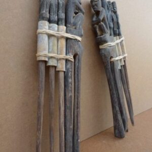 THREE IN ONE TunTun Ritual Pole Stick Hunter Headhunter Dayak Dyak Statue Borneo