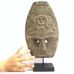 Female Mask (410mm On Stand) Tribal Native Face Facial Asian Wood Carving Wall Art Nias