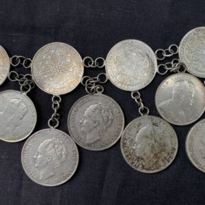 SILVER BELT 850mm( 47 pieces silver coin ) Antique Sterling Jewel Jewelry Borneo