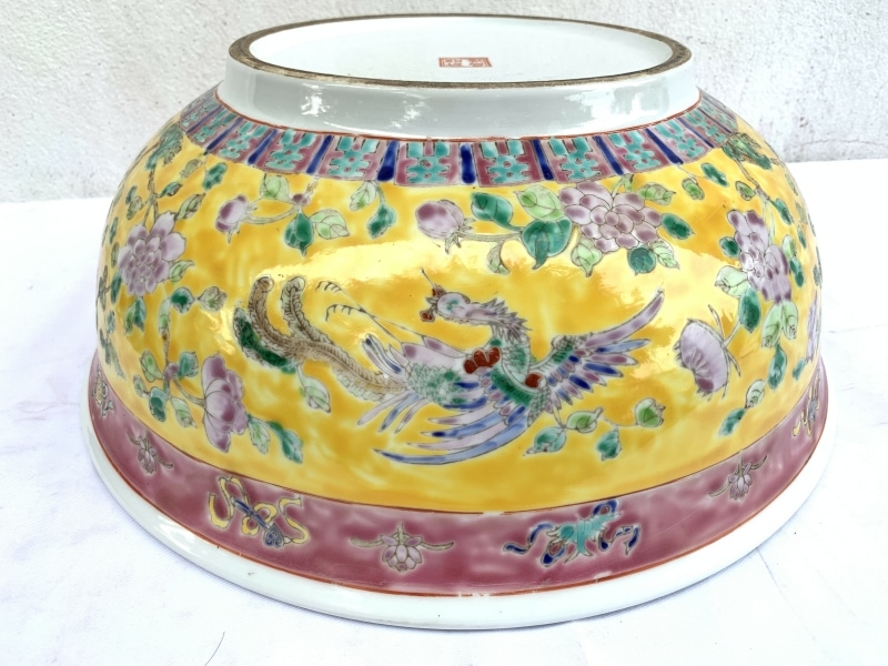 SUPERSIZE YELLOW BASIN 16.5″ HUGE Old Baba Nyonya peranakan bowl RARE SIZE DISH SUPERSIZE YELLOW BASIN 16.5″ HUGE Old Baba Nyonya peranakan bowl RARE SIZE DISH