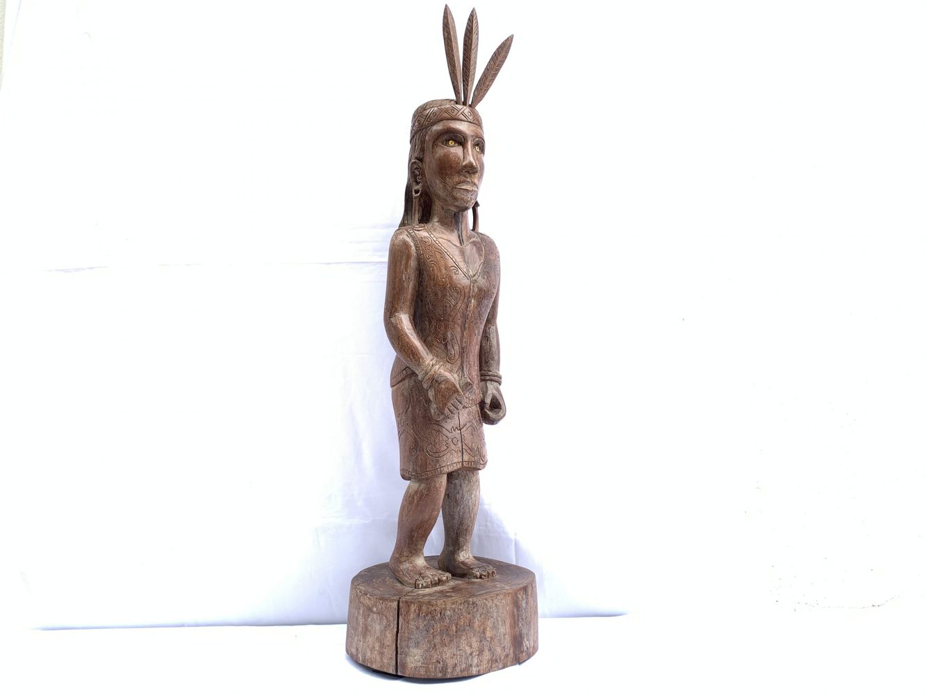 DAYAK FEMALE WARRIOR FIGURE Statue Sculpture Image Icon Borneo Headhunter Women DAYAK FEMALE WARRIOR FIGURE Statue Sculpture Image Icon Borneo Headhunter Women