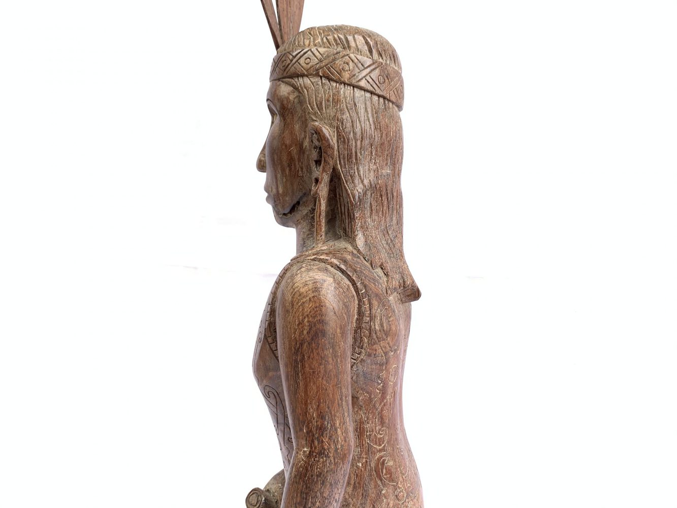 DAYAK FEMALE WARRIOR FIGURE Statue Sculpture Image Icon Borneo Headhunter Women DAYAK FEMALE WARRIOR FIGURE Statue Sculpture Image Icon Borneo Headhunter Women