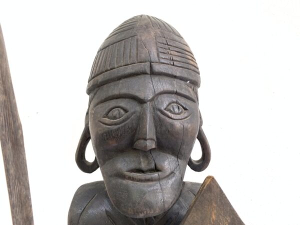 GIANT STATUE 930mm DAYAK WARRIOR Sculpture Artifact Image Icon Borneo Headhunter