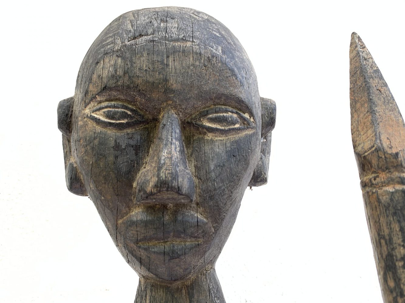 MASSIVE 840mm DAYAK WARRIOR and SPEAR Antique Sculpture Artifact Borneo Headhunter MASSIVE 840mm DAYAK WARRIOR and SPEAR Antique Sculpture Artifact Borneo Headhunter