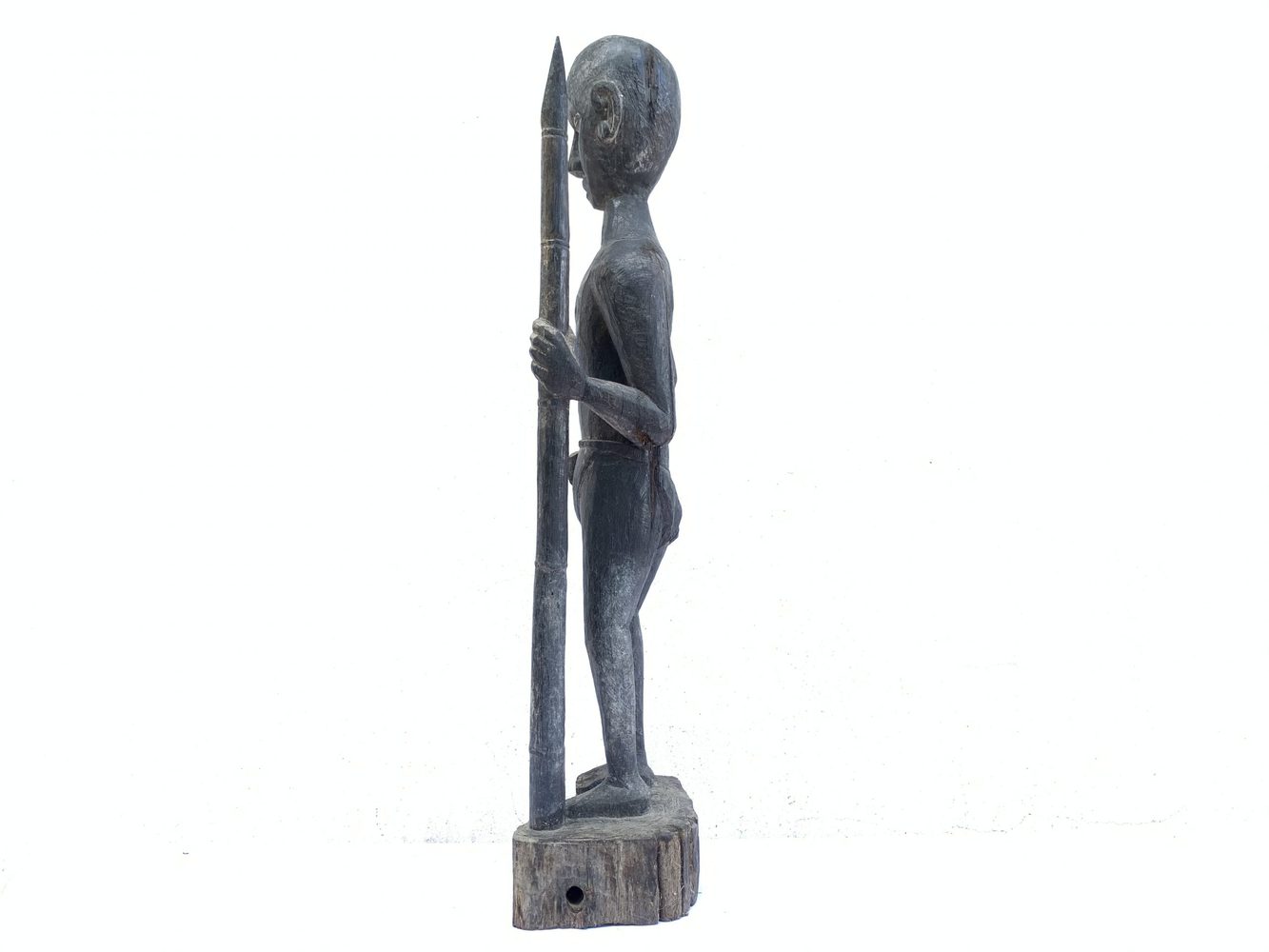 MASSIVE 840mm DAYAK WARRIOR and SPEAR Antique Sculpture Artifact Borneo Headhunter MASSIVE 840mm DAYAK WARRIOR and SPEAR Antique Sculpture Artifact Borneo Headhunter