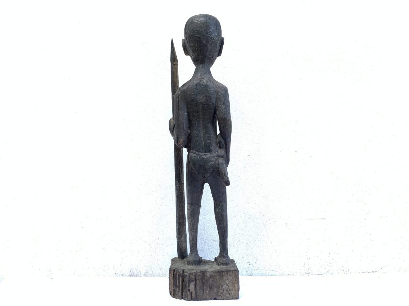 MASSIVE 840mm DAYAK WARRIOR and SPEAR Antique Sculpture Artifact Borneo Headhunter MASSIVE 840mm DAYAK WARRIOR and SPEAR Antique Sculpture Artifact Borneo Headhunter