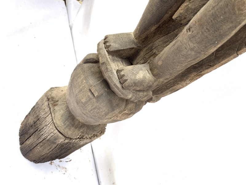 FEMALE FERTILITY GUARDIAN 1140mm POLE STATUE Aged Asian Sculpture Figure Borneo FEMALE FERTILITY GUARDIAN 1140mm POLE STATUE Aged Asian Sculpture Figure Borneo