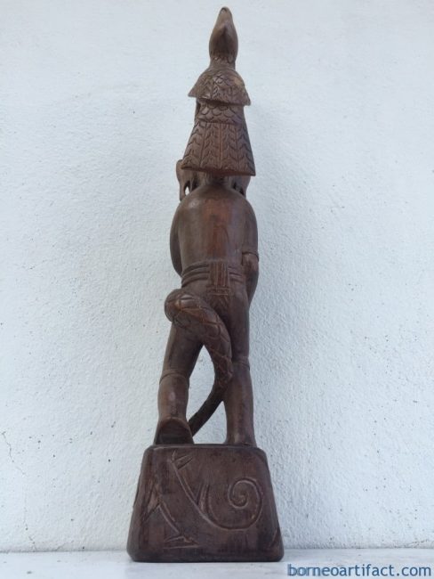 WARRIOR & NATURE IMAGE Old Dayak Statue Sculpture Figure Home Bar Snake Bird