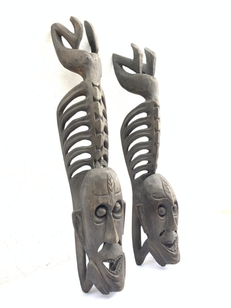 TWO LETI STATUE Wooden Sculpture Figure Icon Image Skull Skeleton Figurine Interior Home TWO LETI STATUE Wooden Sculpture Figure Icon Image Skull Skeleton Figurine Interior Home