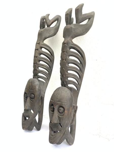TWO LETI STATUE Wooden Sculpture Figure Icon Image Skull Skeleton Figurine Interior Home TWO LETI STATUE Wooden Sculpture Figure Icon Image Skull Skeleton Figurine Interior Home