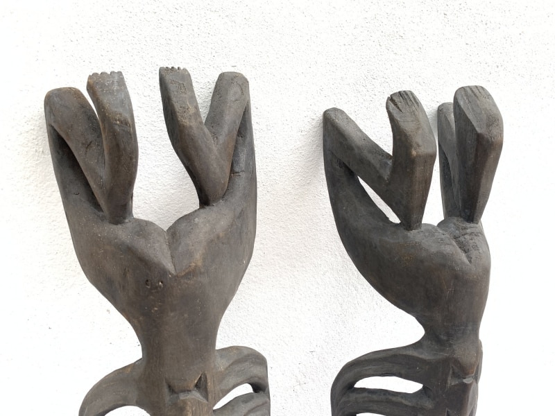 TWO LETI STATUE Wooden Sculpture Figure Icon Image Skull Skeleton Figurine Interior Home TWO LETI STATUE Wooden Sculpture Figure Icon Image Skull Skeleton Figurine Interior Home