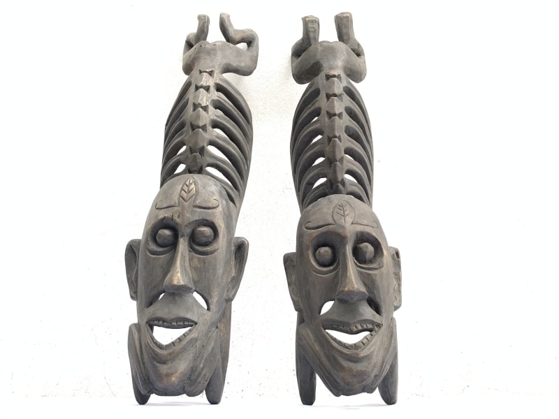 TWO LETI STATUE Wooden Sculpture Figure Icon Image Skull Skeleton Figurine Interior Home TWO LETI STATUE Wooden Sculpture Figure Icon Image Skull Skeleton Figurine Interior Home