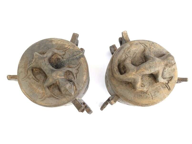 Traditional Container 180mm One Pair Tribal Box Lupong Medicine Jewelry Animal Statue Borneo Traditional Container 180mm One Pair Tribal Box Lupong Medicine Jewelry Animal Statue Borneo