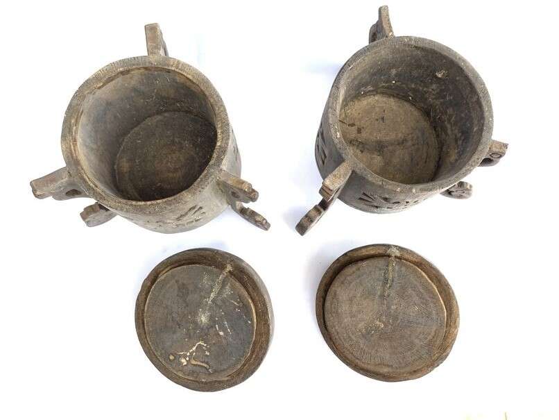 Traditional Container 180mm One Pair Tribal Box Lupong Medicine Jewelry Animal Statue Borneo Traditional Container 180mm One Pair Tribal Box Lupong Medicine Jewelry Animal Statue Borneo