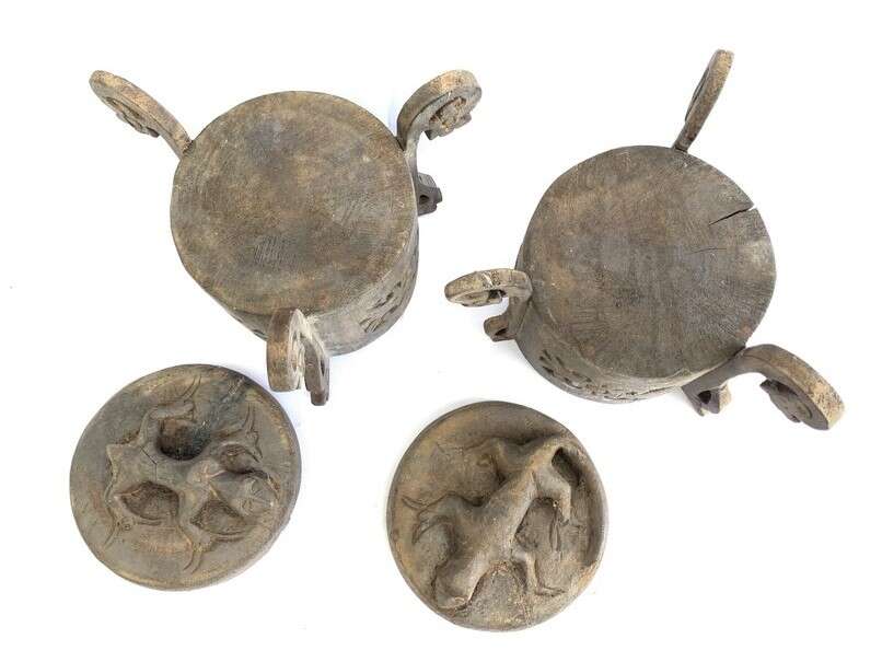 Traditional Container 180mm One Pair Tribal Box Lupong Medicine Jewelry Animal Statue Borneo Traditional Container 180mm One Pair Tribal Box Lupong Medicine Jewelry Animal Statue Borneo