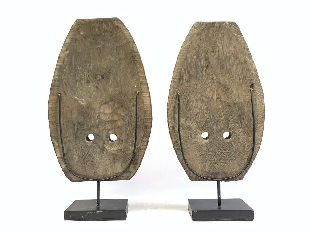 Indonesian Mask (1 Pair) Male And Female Masque Sculpture Figure Statue Acacia Wood Deco Indonesian Mask (1 Pair) Male And Female Masque Sculpture Figure Statue Acacia Wood Deco