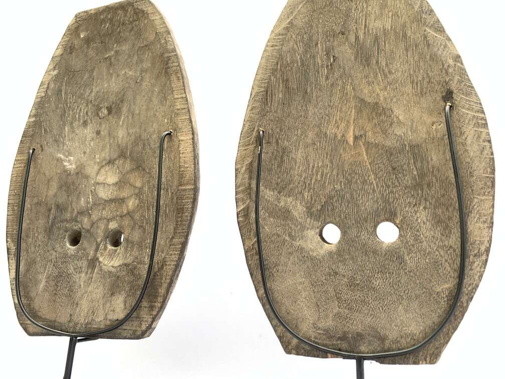 Indonesian Mask (1 Pair) Male And Female Masque Sculpture Figure Statue Acacia Wood Deco Indonesian Mask (1 Pair) Male And Female Masque Sculpture Figure Statue Acacia Wood Deco