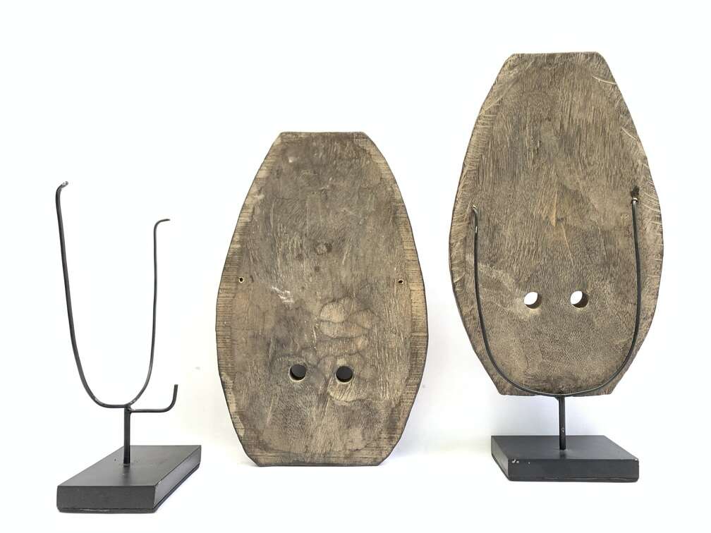Indonesian Mask (1 Pair) Male And Female Masque Sculpture Figure Statue Acacia Wood Deco Indonesian Mask (1 Pair) Male And Female Masque Sculpture Figure Statue Acacia Wood Deco