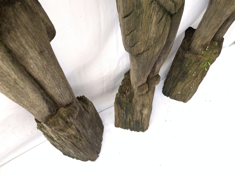 THREE WEATHERED DAYAK GUARDIAN primitive sculpture Antique Artifact Figure Icon THREE WEATHERED DAYAK GUARDIAN primitive sculpture Antique Artifact Figure Icon