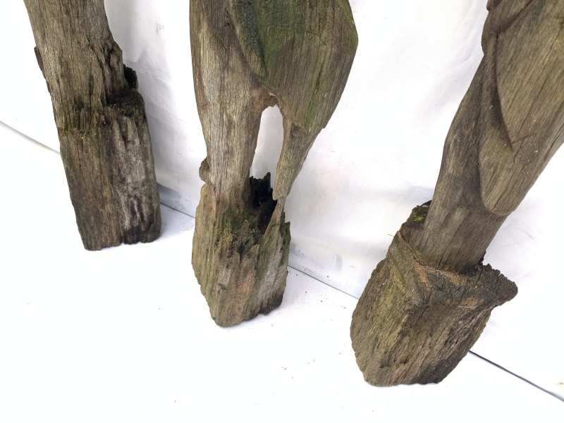 THREE WEATHERED DAYAK GUARDIAN primitive sculpture Antique Artifact Figure Icon THREE WEATHERED DAYAK GUARDIAN primitive sculpture Antique Artifact Figure Icon
