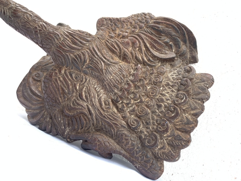 ANTIQUE SCULPTURE 420mm KOI BIRD Ironwood Figure Statue Animal Native Borneo ANTIQUE SCULPTURE 420mm KOI BIRD Ironwood Figure Statue Animal Native Borneo