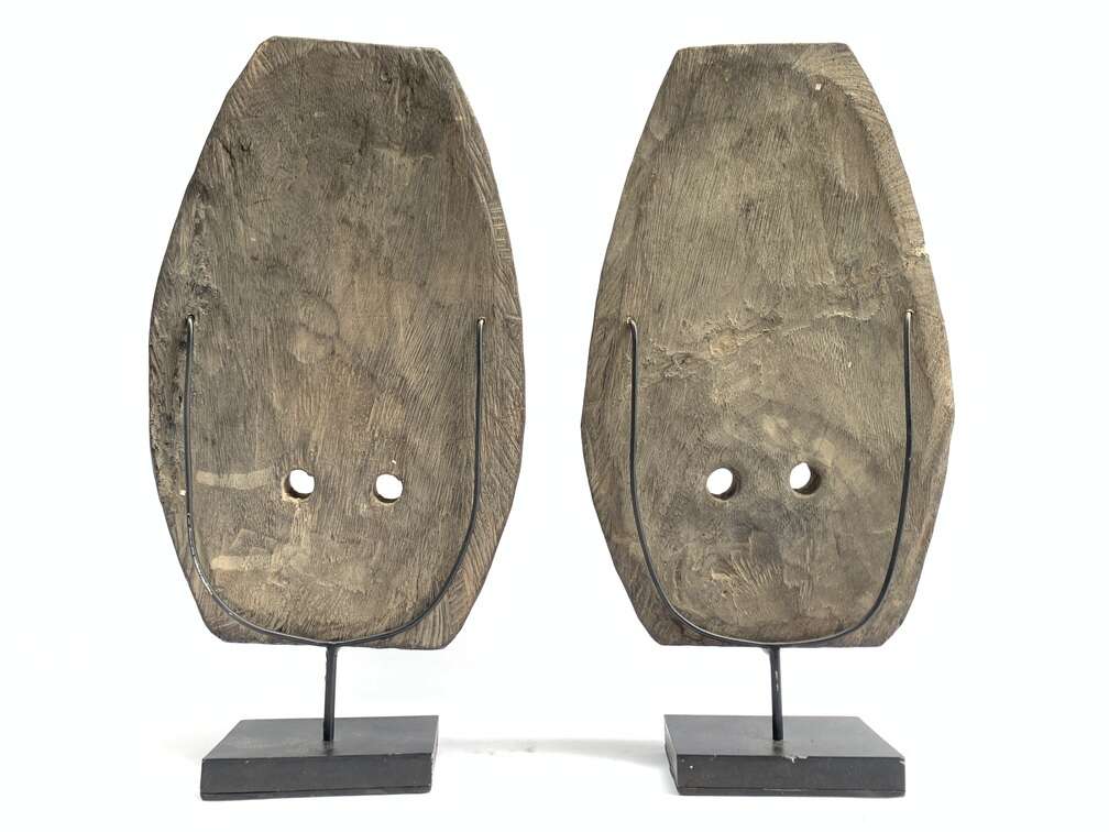 Tattooed Face 420mm (1 Pair) Tribal Nias Indonesia Mask Masque Wall Deco Wood Carving Tattooed Face 420mm (1 Pair) Tribal Nias Indonesia Mask Masque Wall Deco Wood Carving