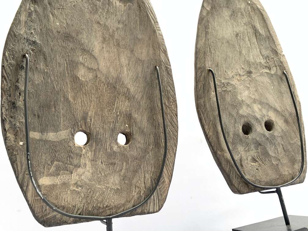 Tattooed Face 420mm (1 Pair) Tribal Nias Indonesia Mask Masque Wall Deco Wood Carving Tattooed Face 420mm (1 Pair) Tribal Nias Indonesia Mask Masque Wall Deco Wood Carving