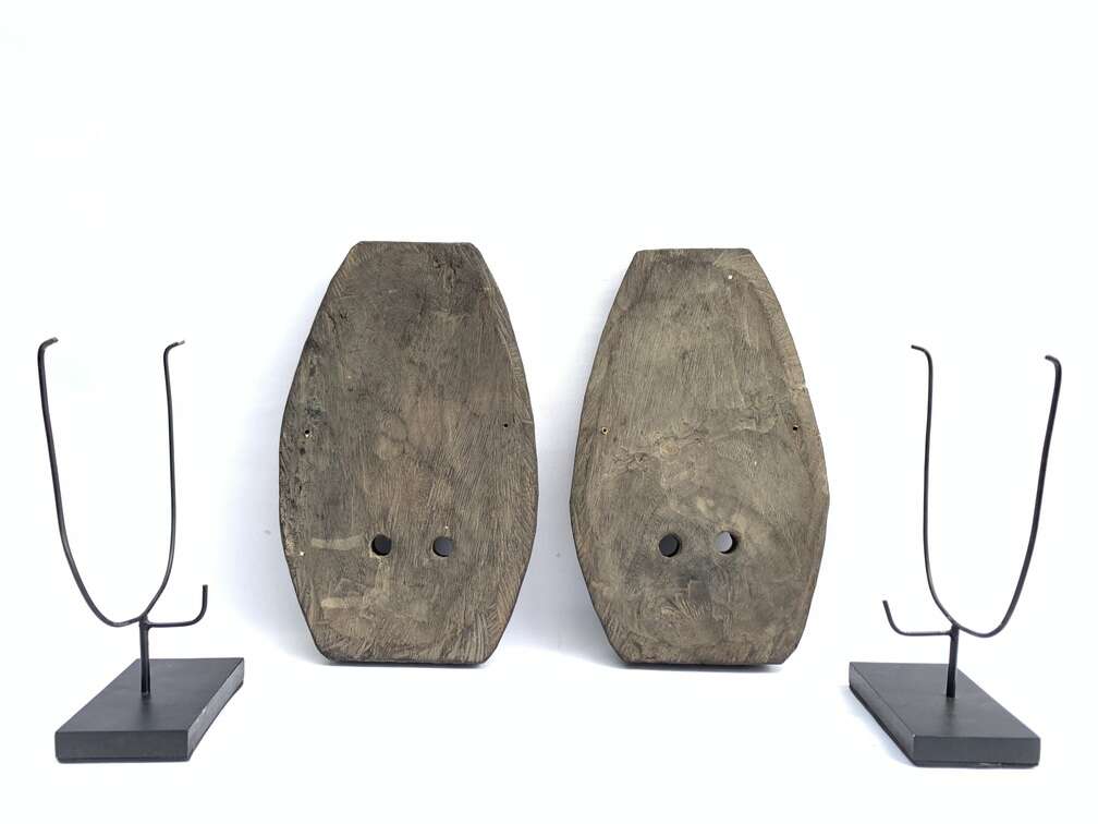Tattooed Face 420mm (1 Pair) Tribal Nias Indonesia Mask Masque Wall Deco Wood Carving Tattooed Face 420mm (1 Pair) Tribal Nias Indonesia Mask Masque Wall Deco Wood Carving