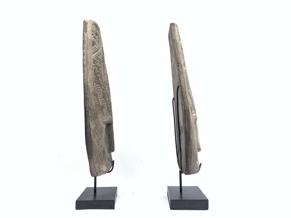 Tattooed Face 420mm (1 Pair) Tribal Nias Indonesia Mask Masque Wall Deco Wood Carving Tattooed Face 420mm (1 Pair) Tribal Nias Indonesia Mask Masque Wall Deco Wood Carving
