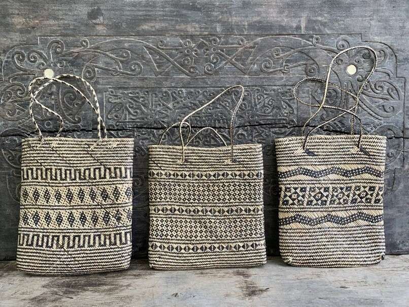 Traditional Bag (3 Pieces) Shoulder Bag Weaving Basket Tote Handmade Handbag Rattan Fiber Art Traditional Bag (3 Pieces) Shoulder Bag Weaving Basket Tote Handmade Handbag Rattan Fiber Art