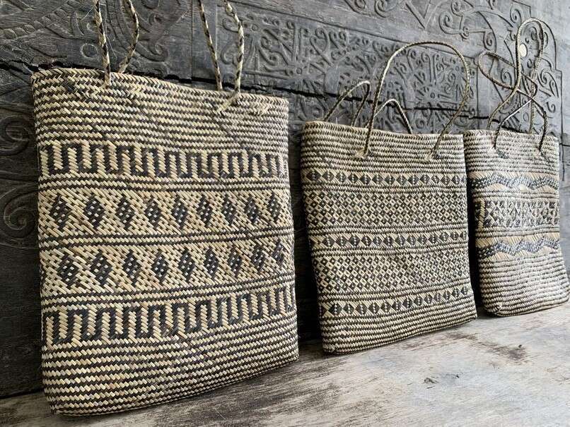 Traditional Bag (3 Pieces) Shoulder Bag Weaving Basket Tote Handmade Handbag Rattan Fiber Art Traditional Bag (3 Pieces) Shoulder Bag Weaving Basket Tote Handmade Handbag Rattan Fiber Art