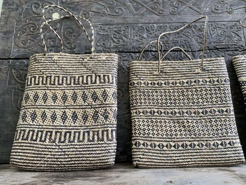Traditional Bag (3 Pieces) Shoulder Bag Weaving Basket Tote Handmade Handbag Rattan Fiber Art Traditional Bag (3 Pieces) Shoulder Bag Weaving Basket Tote Handmade Handbag Rattan Fiber Art