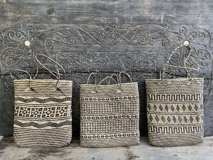 Traditional Bag (3 Pieces) Shoulder Bag Weaving Basket Tote Handmade Handbag Rattan Fiber Art Traditional Bag (3 Pieces) Shoulder Bag Weaving Basket Tote Handmade Handbag Rattan Fiber Art
