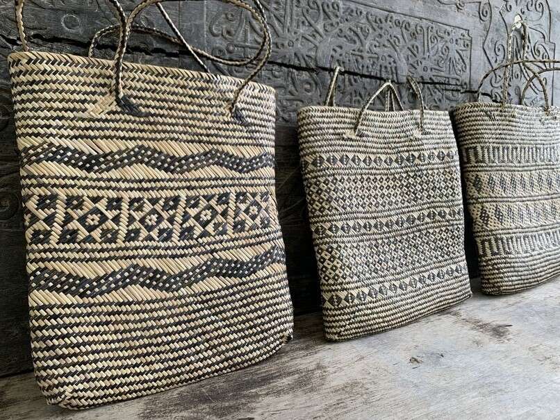Traditional Bag (3 Pieces) Shoulder Bag Weaving Basket Tote Handmade Handbag Rattan Fiber Art Traditional Bag (3 Pieces) Shoulder Bag Weaving Basket Tote Handmade Handbag Rattan Fiber Art