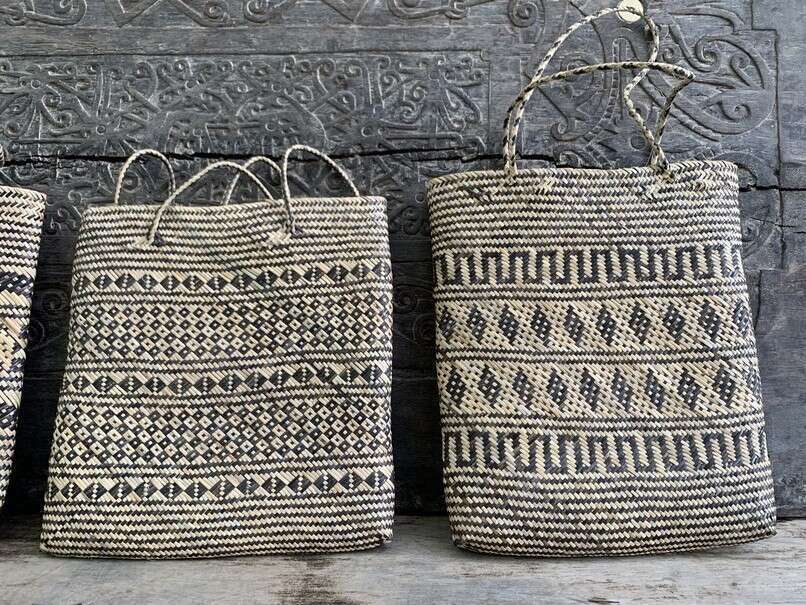 Traditional Bag (3 Pieces) Shoulder Bag Weaving Basket Tote Handmade Handbag Rattan Fiber Art Traditional Bag (3 Pieces) Shoulder Bag Weaving Basket Tote Handmade Handbag Rattan Fiber Art