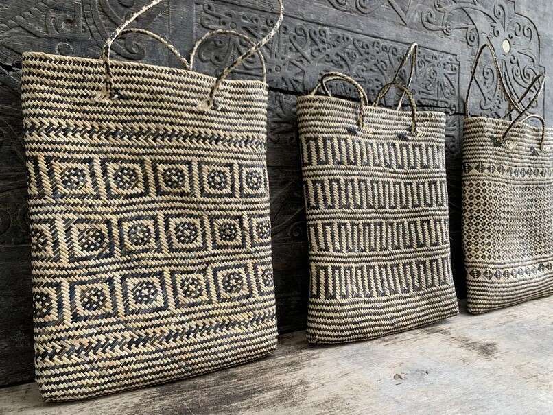 Tribal Bag (3 Pieces) Shoulder Bag Weaving Basket Tote Handbag Traditional Rattan Fiber Art Tribal Bag (3 Pieces) Shoulder Bag Weaving Basket Tote Handbag Traditional Rattan Fiber Art