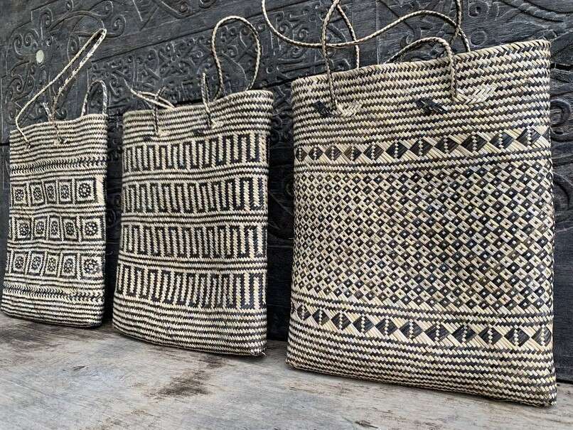 Tribal Bag (3 Pieces) Shoulder Bag Weaving Basket Tote Handbag Traditional Rattan Fiber Art Tribal Bag (3 Pieces) Shoulder Bag Weaving Basket Tote Handbag Traditional Rattan Fiber Art