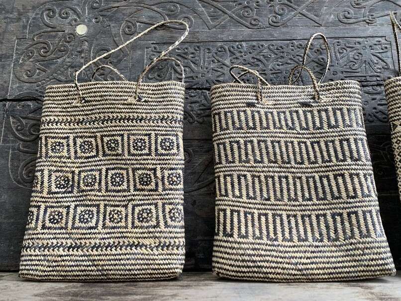 Tribal Bag (3 Pieces) Shoulder Bag Weaving Basket Tote Handbag Traditional Rattan Fiber Art Tribal Bag (3 Pieces) Shoulder Bag Weaving Basket Tote Handbag Traditional Rattan Fiber Art