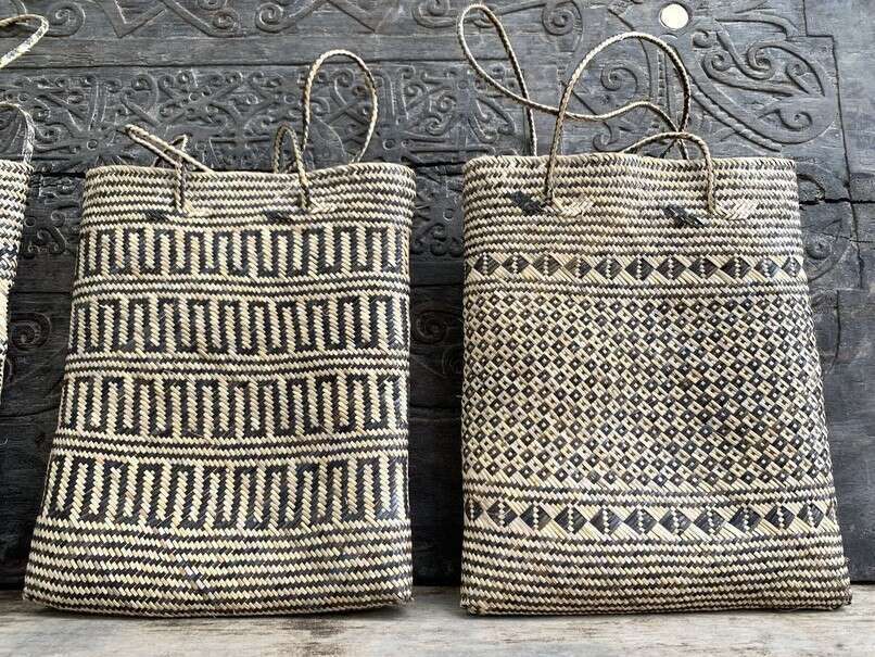 Tribal Bag (3 Pieces) Shoulder Bag Weaving Basket Tote Handbag Traditional Rattan Fiber Art Tribal Bag (3 Pieces) Shoulder Bag Weaving Basket Tote Handbag Traditional Rattan Fiber Art
