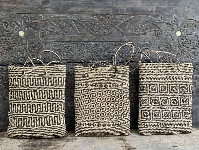 Tribal Bag (3 Pieces) Shoulder Bag Weaving Basket Tote Handbag Traditional Rattan Fiber Art Tribal Bag (3 Pieces) Shoulder Bag Weaving Basket Tote Handbag Traditional Rattan Fiber Art