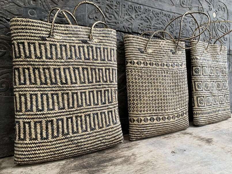 Tribal Bag (3 Pieces) Shoulder Bag Weaving Basket Tote Handbag Traditional Rattan Fiber Art Tribal Bag (3 Pieces) Shoulder Bag Weaving Basket Tote Handbag Traditional Rattan Fiber Art