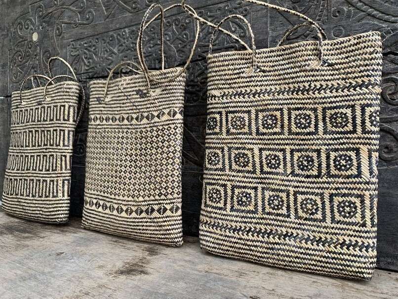 Tribal Bag (3 Pieces) Shoulder Bag Weaving Basket Tote Handbag Traditional Rattan Fiber Art Tribal Bag (3 Pieces) Shoulder Bag Weaving Basket Tote Handbag Traditional Rattan Fiber Art