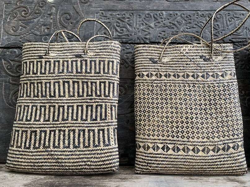 Tribal Bag (3 Pieces) Shoulder Bag Weaving Basket Tote Handbag Traditional Rattan Fiber Art Tribal Bag (3 Pieces) Shoulder Bag Weaving Basket Tote Handbag Traditional Rattan Fiber Art