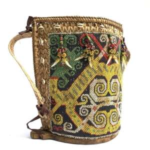 Beads Carrier 350mm Dayak Child Baby Backpack Tribe Tribal Traditional Beaded Fiber Art