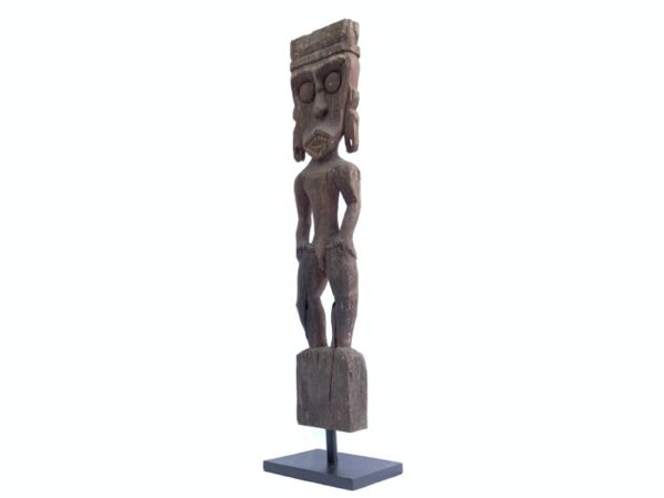 Male Guardian (840mm On Stand) Penis Fertility Statue Bahau Dayak Eroded Figurine