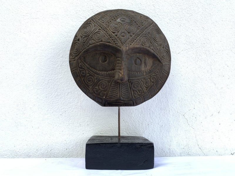 tribe mask 350mm nias facial sculpture figure statue native wood carving asia asian MSa min