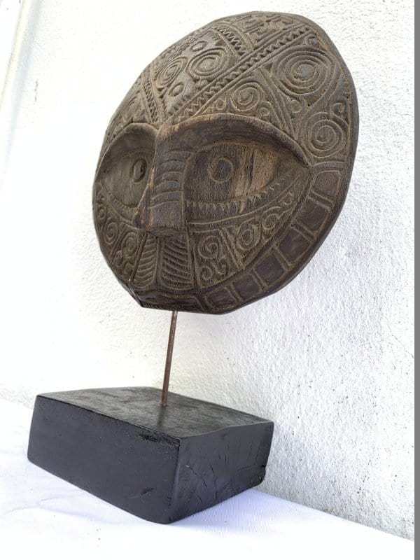 tribe mask 350mm nias facial sculpture figure statue native wood carving asia asian MSc min