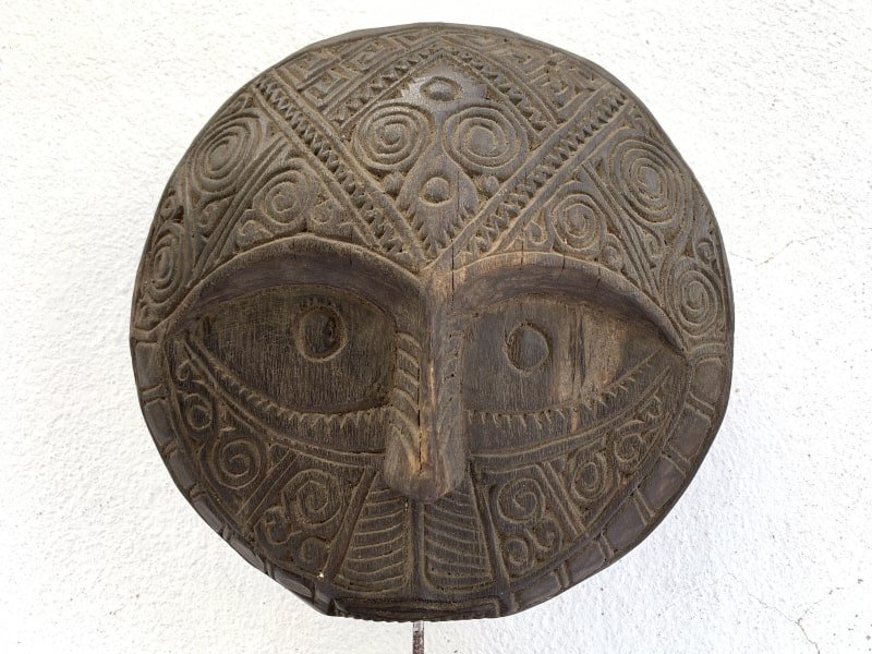 tribe mask 350mm nias facial sculpture figure statue native wood carving asia asian MSd min