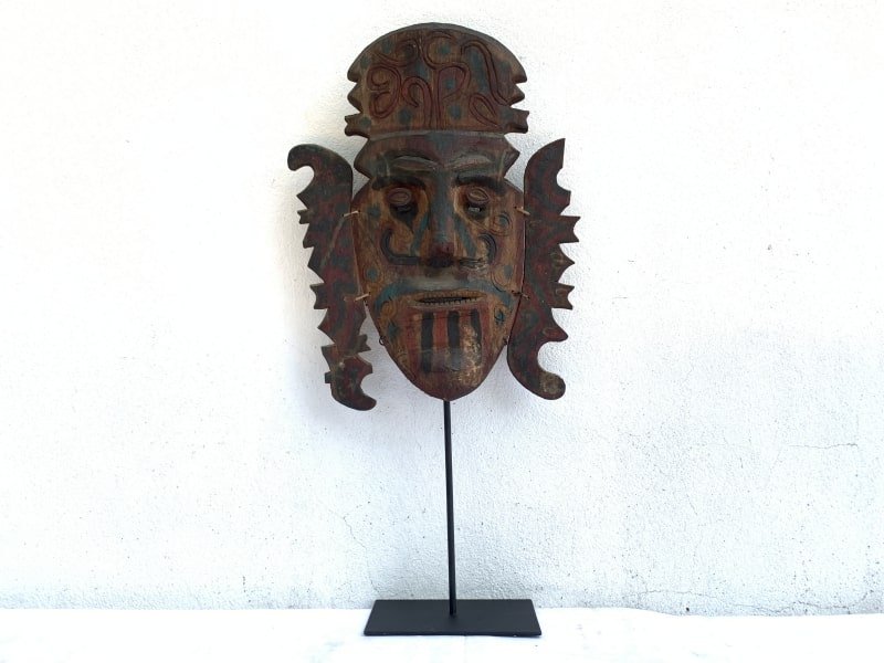 dayak old mask (660mm on stand) headhunter tribal masque face facial statue sculpture figure figurine MSb min